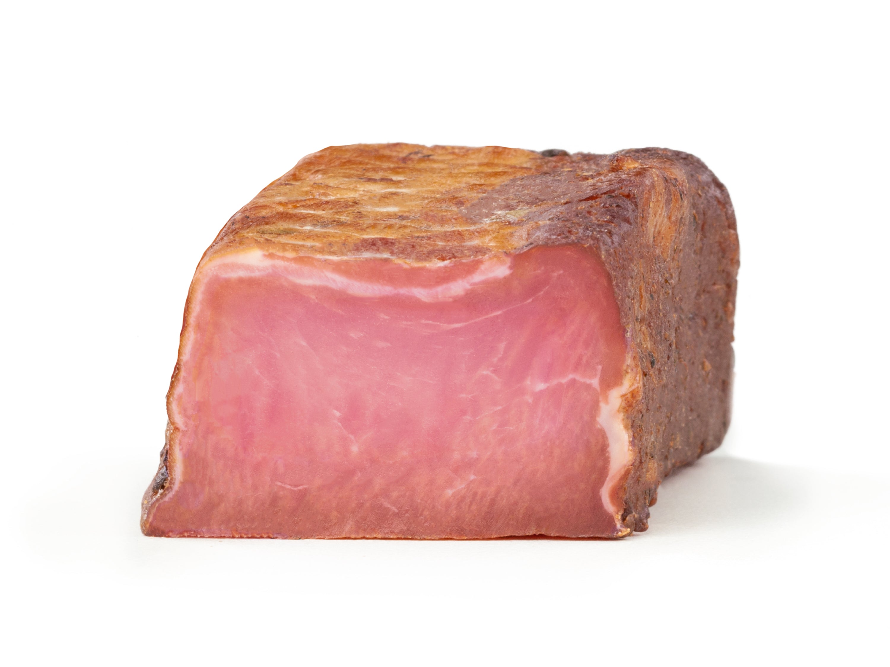 Ein mageres Stück getroxknettes Fleisch vom Strohschwein. Verfeinert mit ein wenig Salz und natürlichen Gewürzen und gereift in der Bergluft des Nationalparks Stilfserjoch in Südtirol.